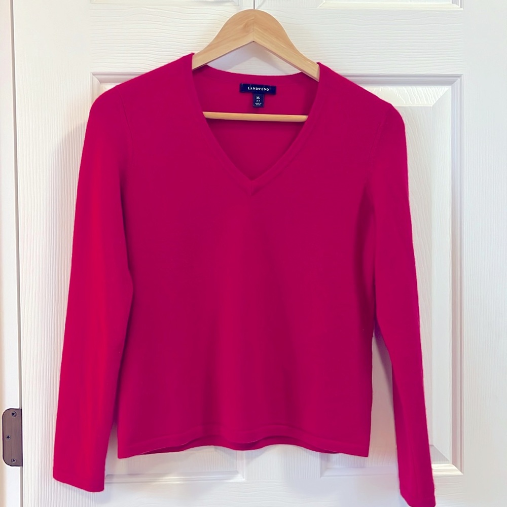 Lands End, 100% cashmere, Xsmall, hot pink, excellent condition
